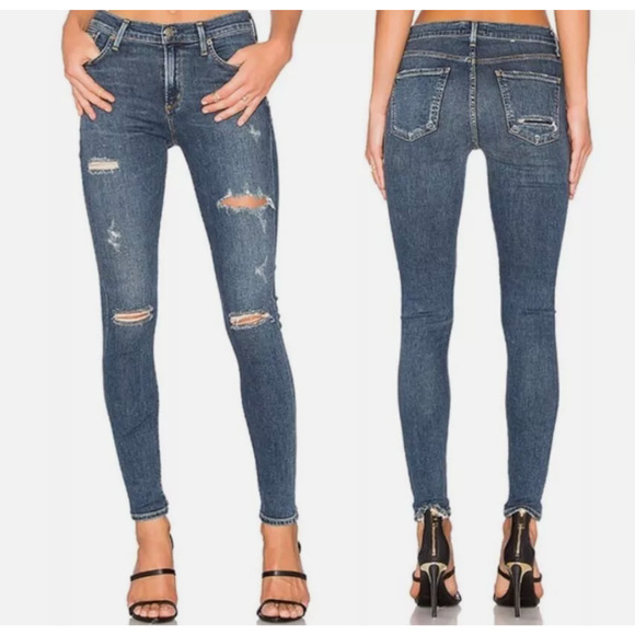 AGOLDE Sophie Jeans Kansas City High Rise Skinny Distressed Ripped - Picture 4 of 14